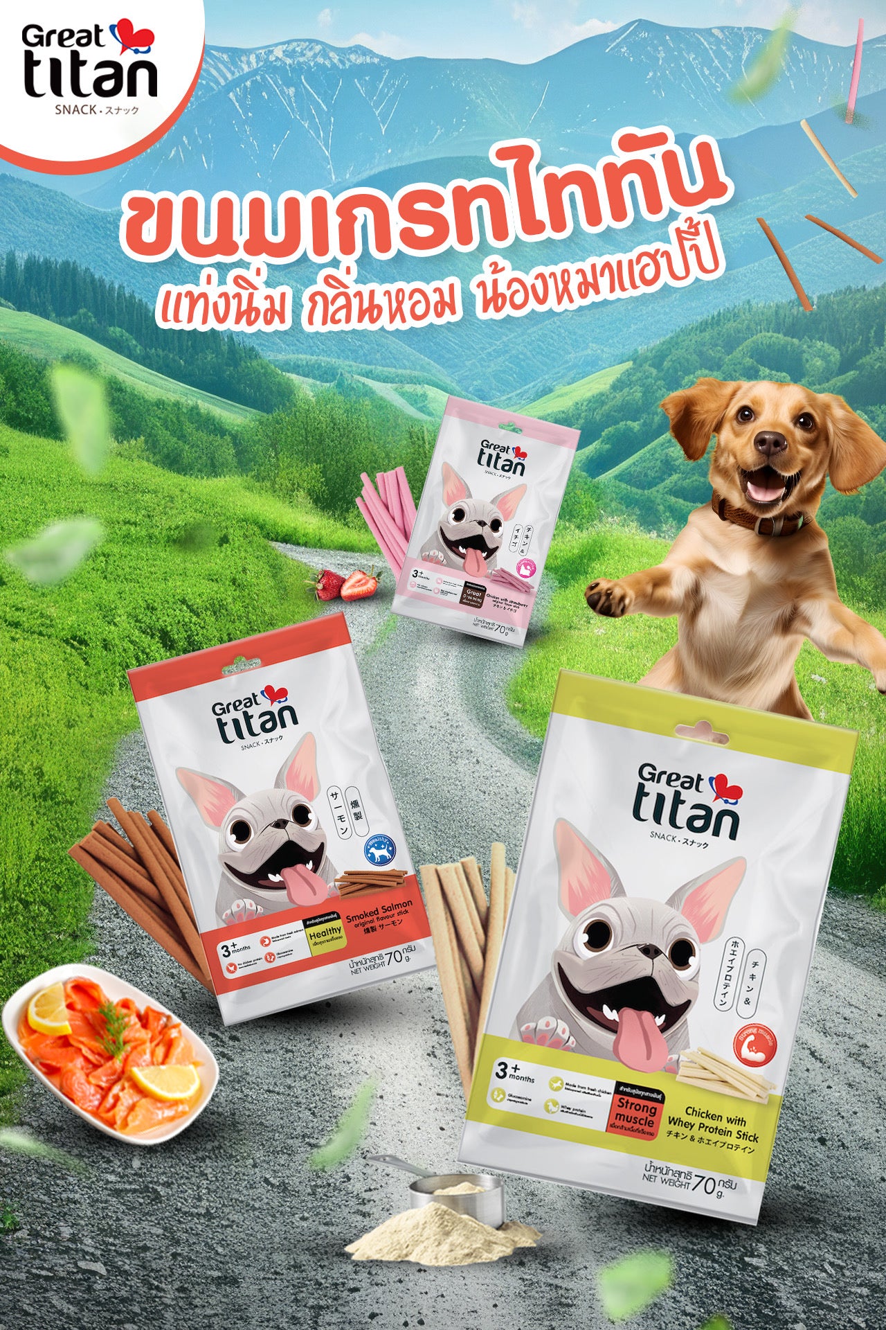 Great Titan Snack Chicken With Smoked Salmon Original Flavor Stick (70g)