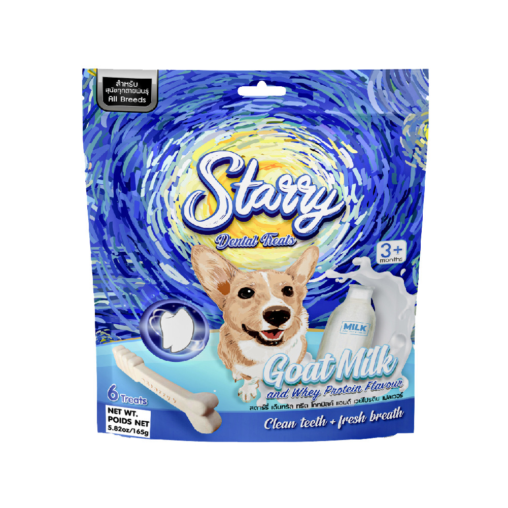 Starry Dental Treat, Goat Milk and Whey Protein Flavor (168g - 6 Treats)