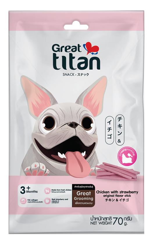 Great Titan Snack Chicken With Strawberry Original Flavour Stick (70g)