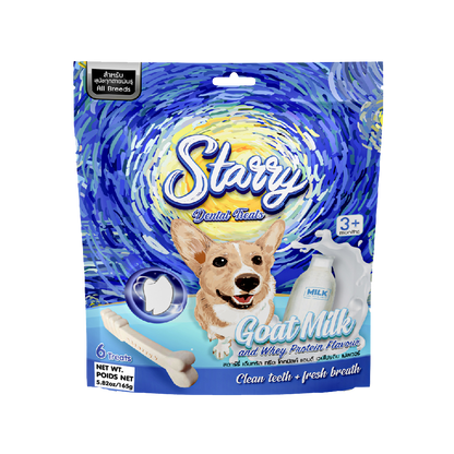Starry Dental Treat, Goat Milk and Whey Protein Flavor (168g - 6 Treats)