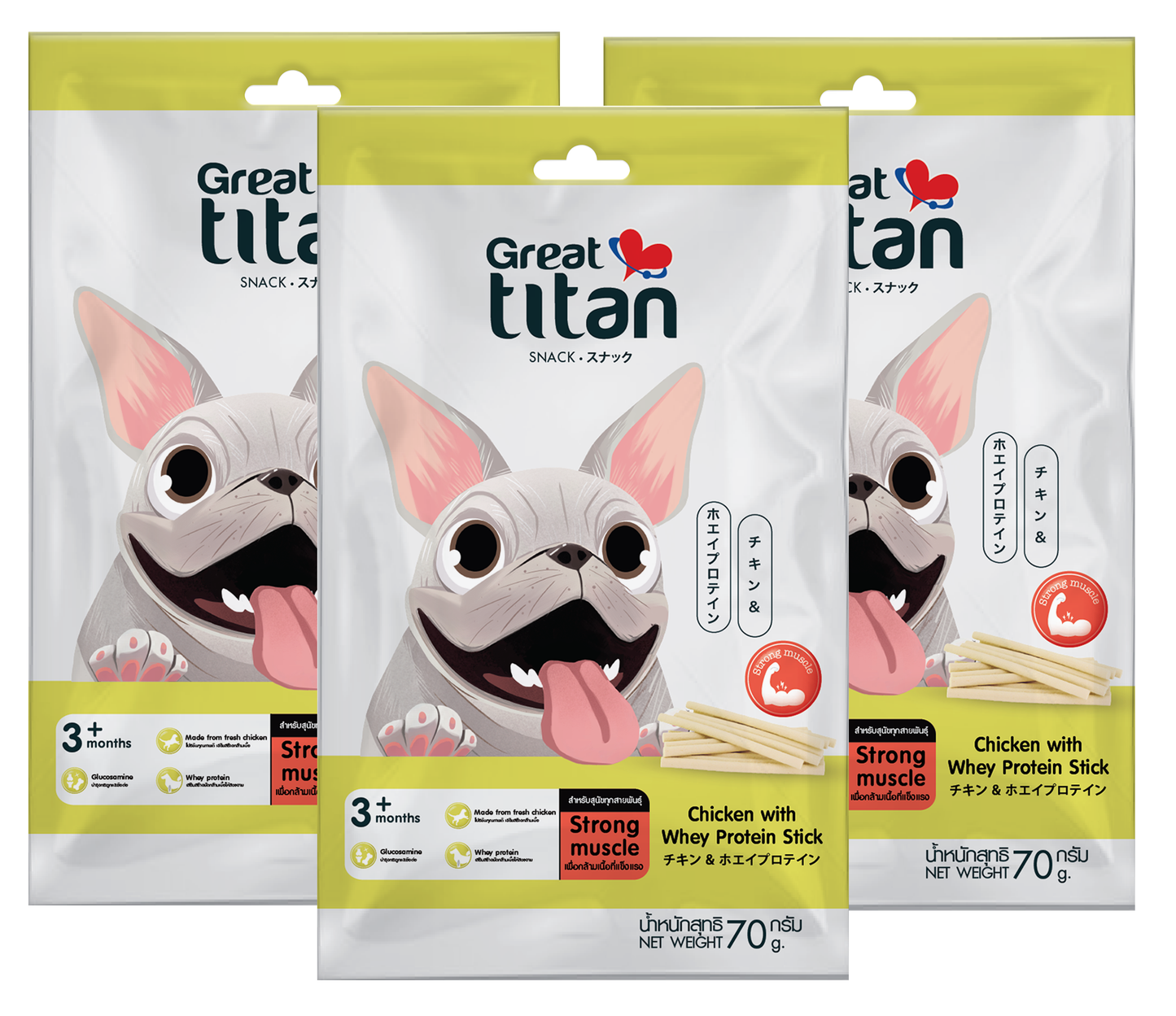 Great Titan Snack Chicken With Whey Protein Stick (210g) - Pack of 3