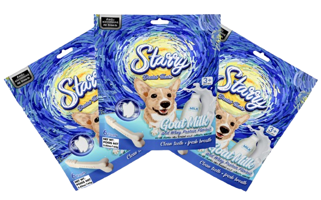 Starry Dental Treat, Goat Milk and Whey Protein Flavor (Pack of 3 - 18 Treats)