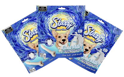 Starry Dental Treat, Goat Milk and Whey Protein Flavor (Pack of 3 - 18 Treats)