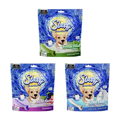 Starry Dental Treat, All 3 Flavors - Mixed Bundle (504g- 18 Treats)
