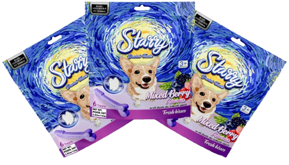 Starry Dental Treat, Mixed Berry Flavor (Pack of 3 - 18 Treats)